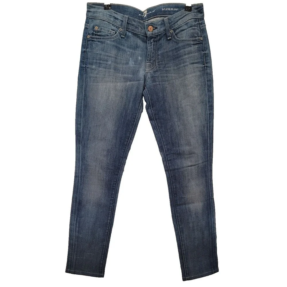 7 For All Mankind Roxanne Skinny Ankle Ladies Jeans 27 Denim Medium Wash
